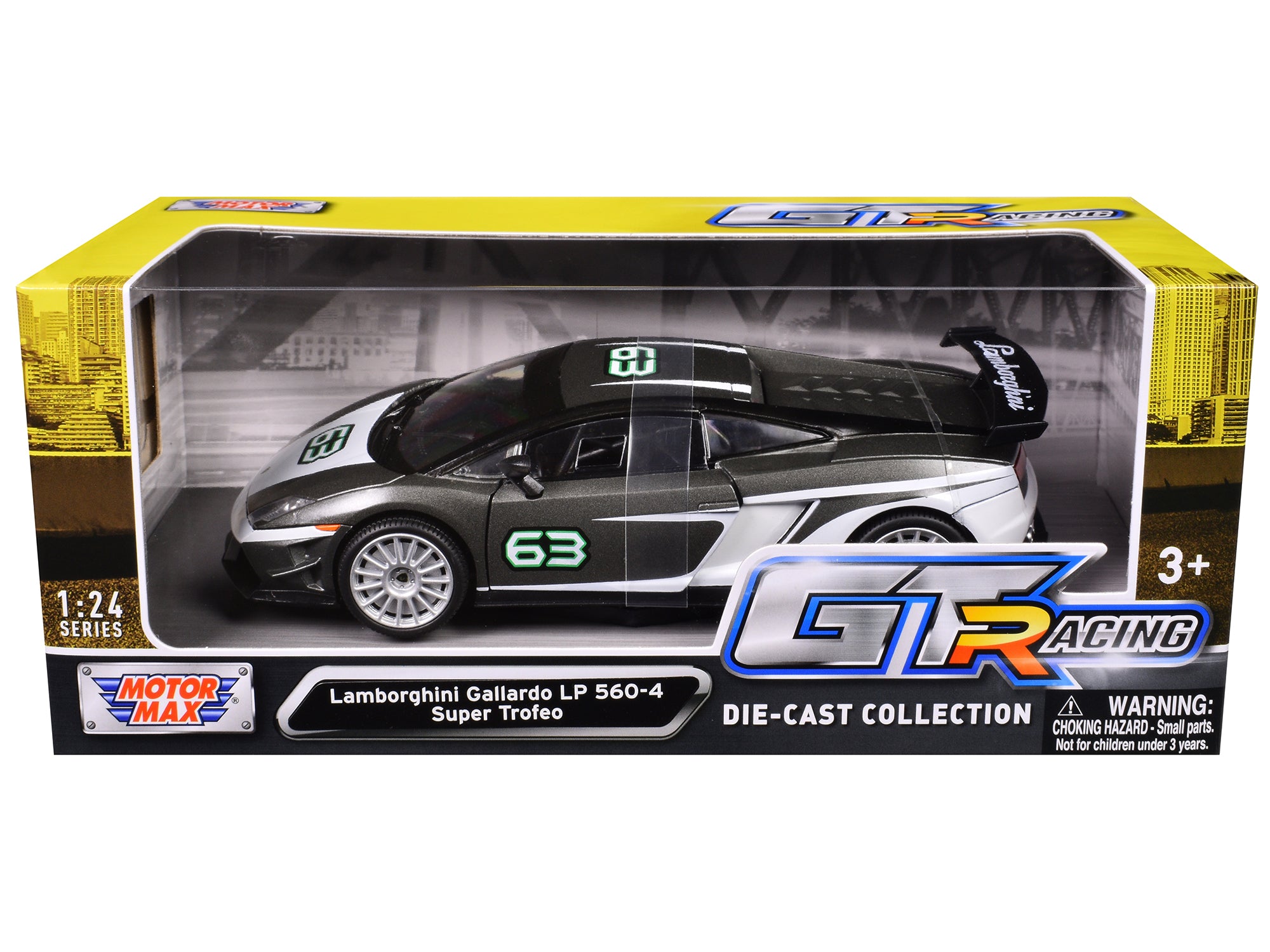Lamborghini Gallardo LP 560-4 Super Trofeo #63 Gray Metallic and White "GT Racing" Series 1/24 Diecast Model Car by Motormax