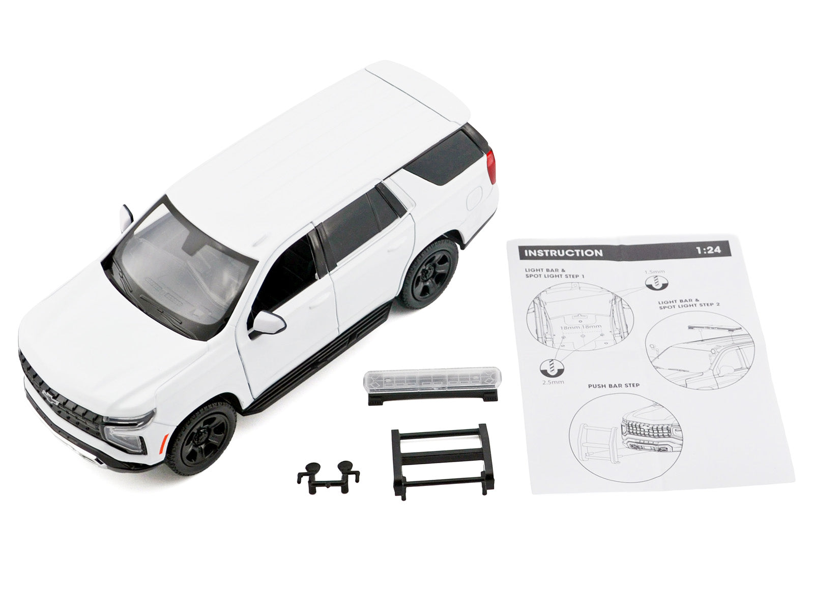2025 Chevrolet Tahoe PPV White "Custom Builder's Kit - Law Enforcement and Public Service" Series 1/24 Diecast Model Car by Motormax