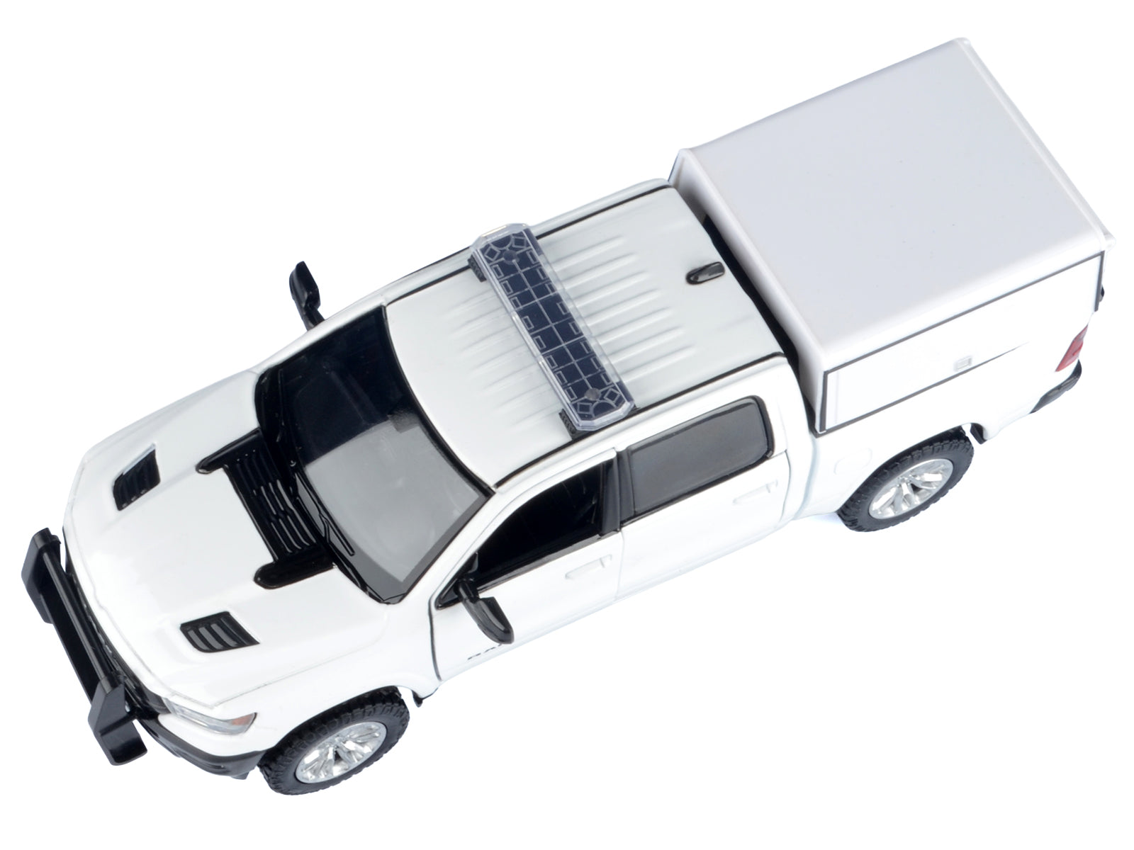 2019 RAM 1500 Laramie Crew Cab Pickup Truck with Truck Bed Camper White "Custom Builder's Kit" Series 1/24-1/27 Diecast Model Car by Motormax