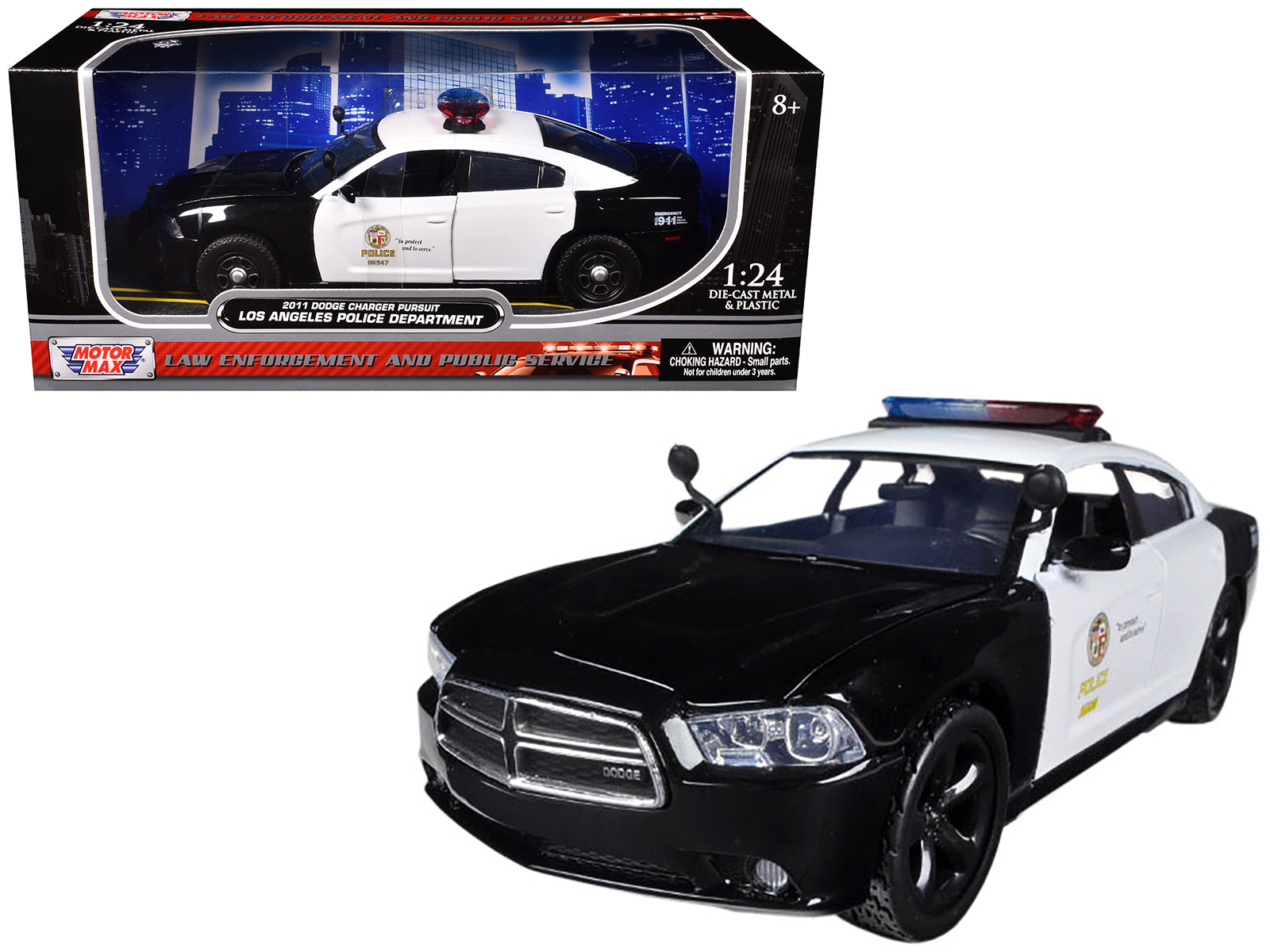 2011 Dodge Charger Pursuit LAPD Los Angeles Police Department Car 1/24 Diecast Car Model by Motormax