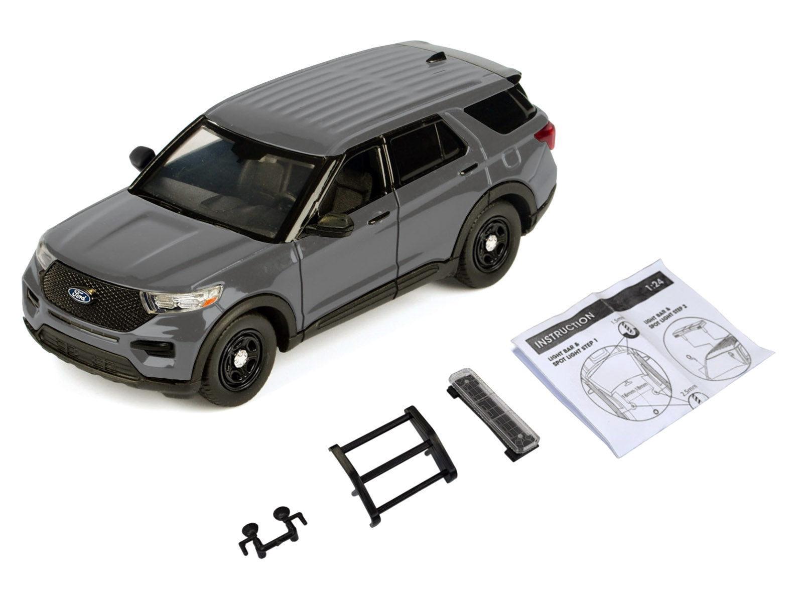 2022 Ford Police Interceptor Utility Unmarked Gray Metallic "Builder's Kit" "Law Enforcement and Public Service" Series 1/24 Diecast Model Car by Motormax
