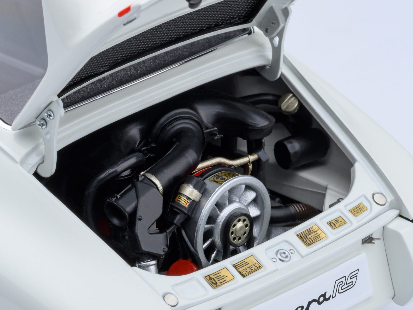 Porsche 911 Carrera 2.7 RS Grand Prix White with Red Stripes and Wheels 1/18 Model Car by Autoart