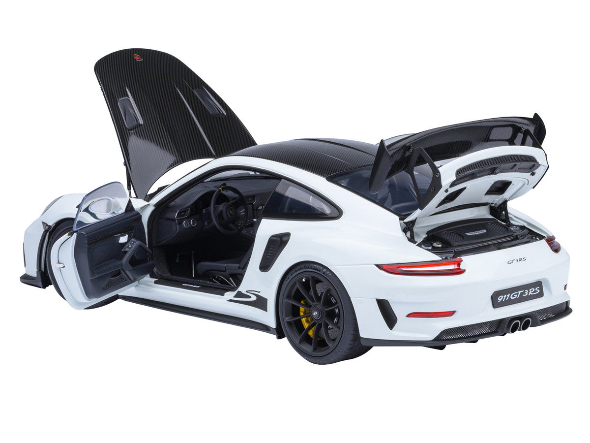 Porsche 911 (991.2) GT3 RS Weissach Package White with Carbon Hood and Top 1/18 Model Car by Autoart