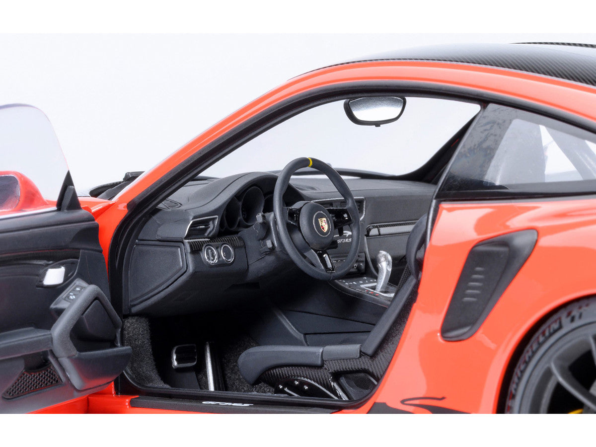 Porsche 911 (991.2) GT3 RS Weissach Lava Orange with Carbon Hood and Top 1/18 Model Car by Autoart