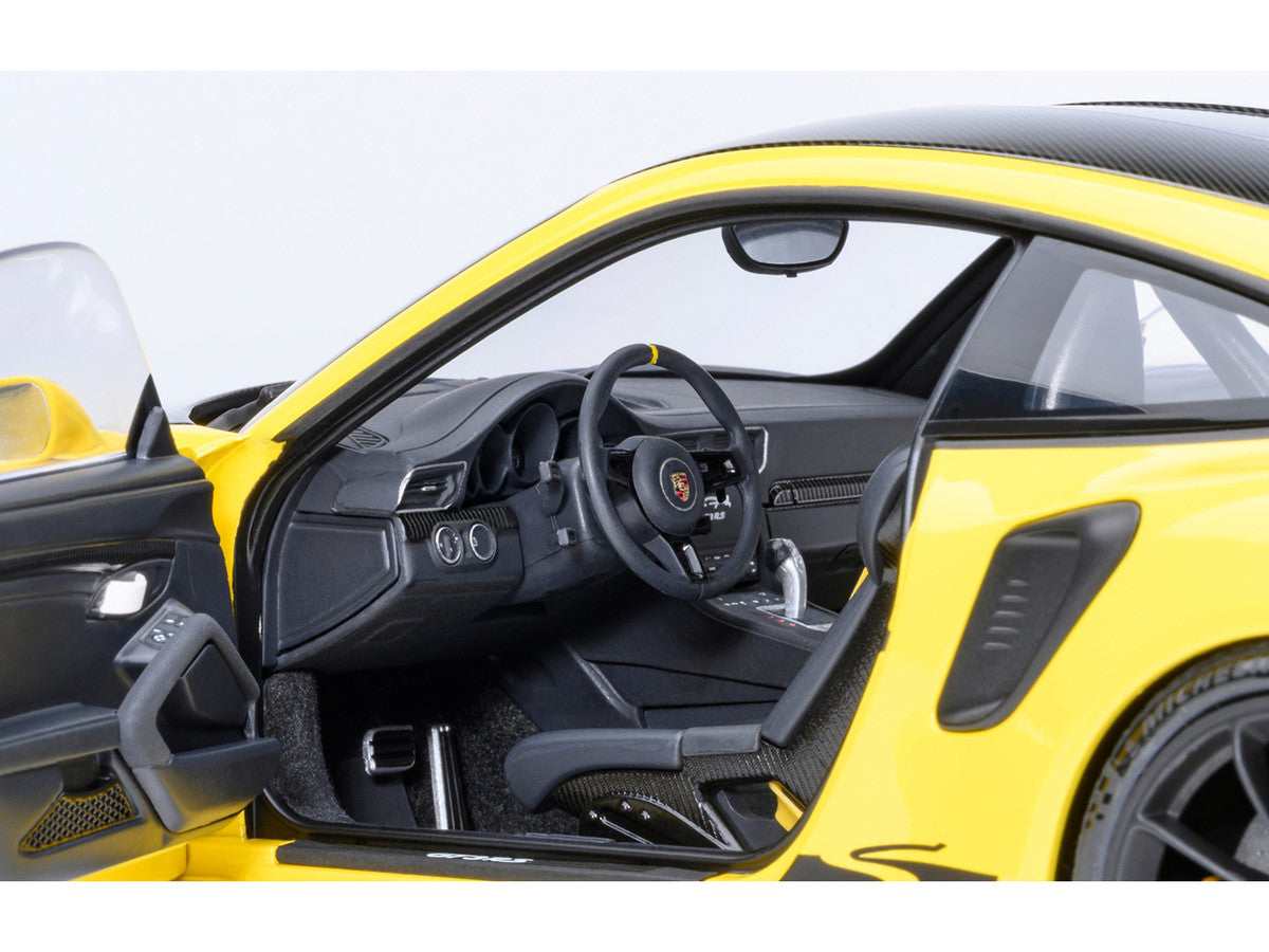 Porsche 911 (991.2) GT3 RS Weissach Racing Yellow with Carbon Hood and Top 1/18 Model Car by Autoart