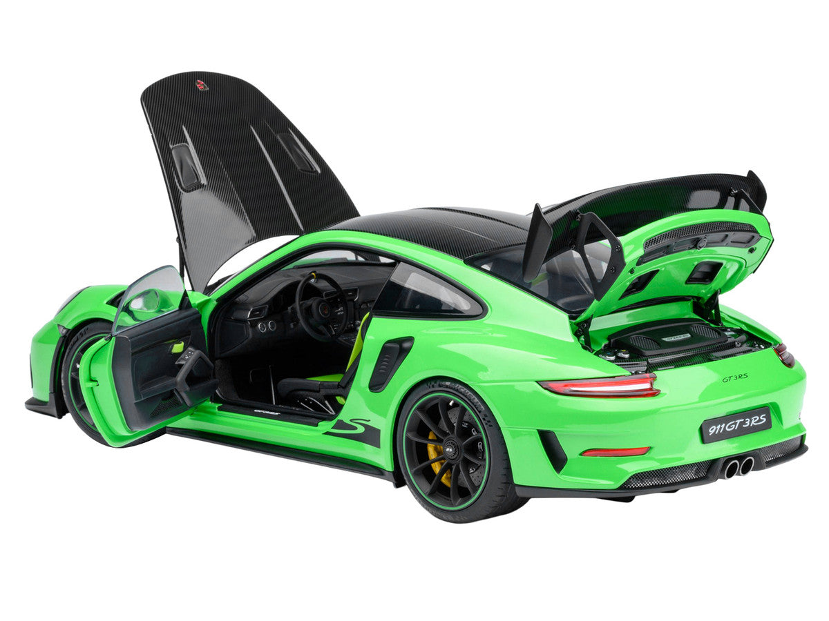 Porsche 911 (991.2) GT3 RS Weissach Lizard Green with Carbon Hood and Top 1/18 Model Car by Autoart