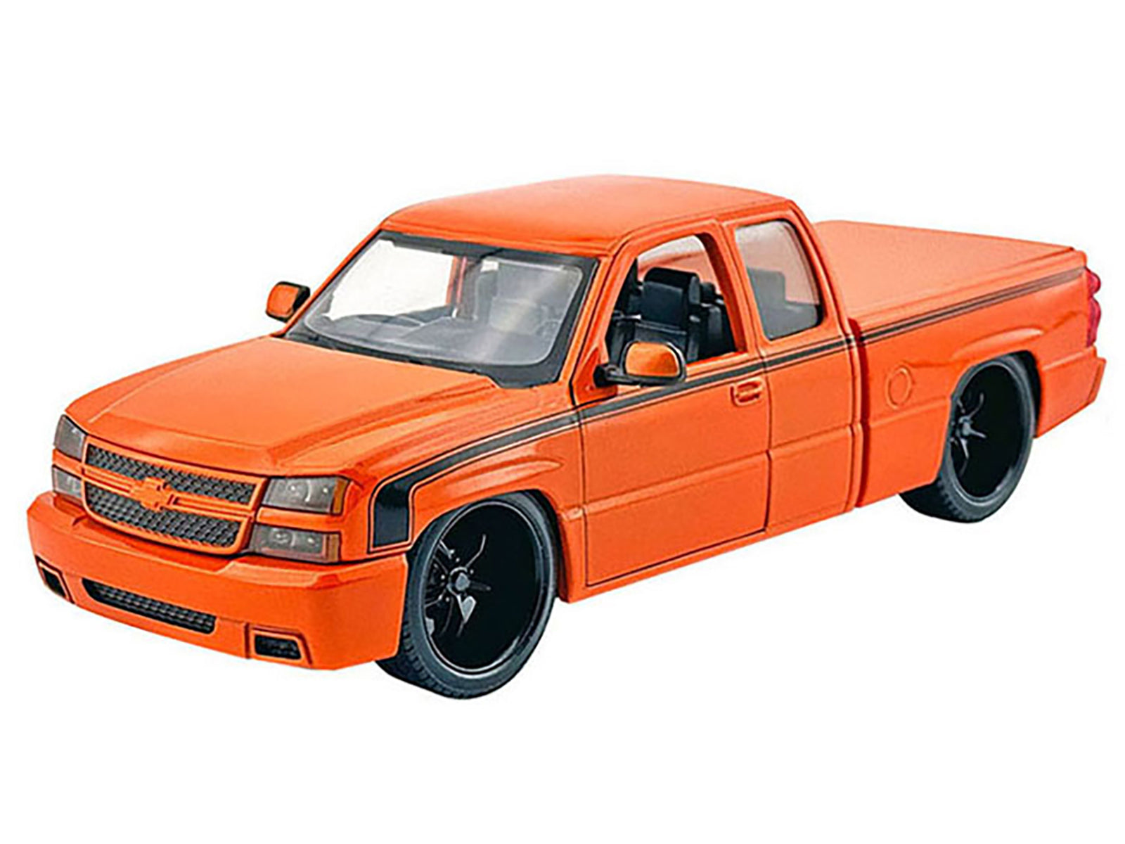 2006 Chevrolet Silverado Custom Pickup Truck Orange Metallic with Black Stripes "Die-Cast Collection" Series 1/25 Diecast Model Car by Motormax