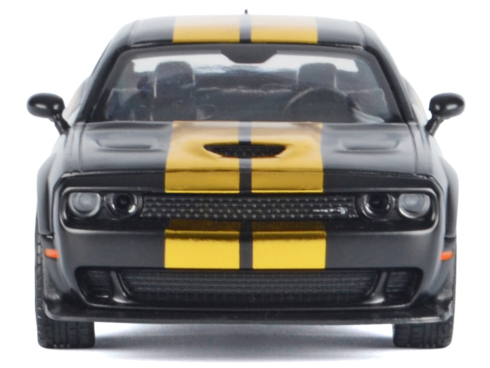 2018 Dodge Challenger SRT Hellcat Widebody Matt Black with Gold Stripes and Graphics "Midnight Eclipse" Series 1/24 Diecast Model Car by Motormax