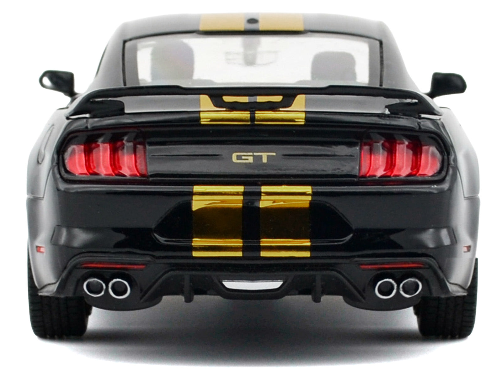 2018 Ford Mustang GT 5.0 Black with Gold Stripes and Graphics "Midnight Eclipse" Series 1/24 Diecast Model Car by Motormax
