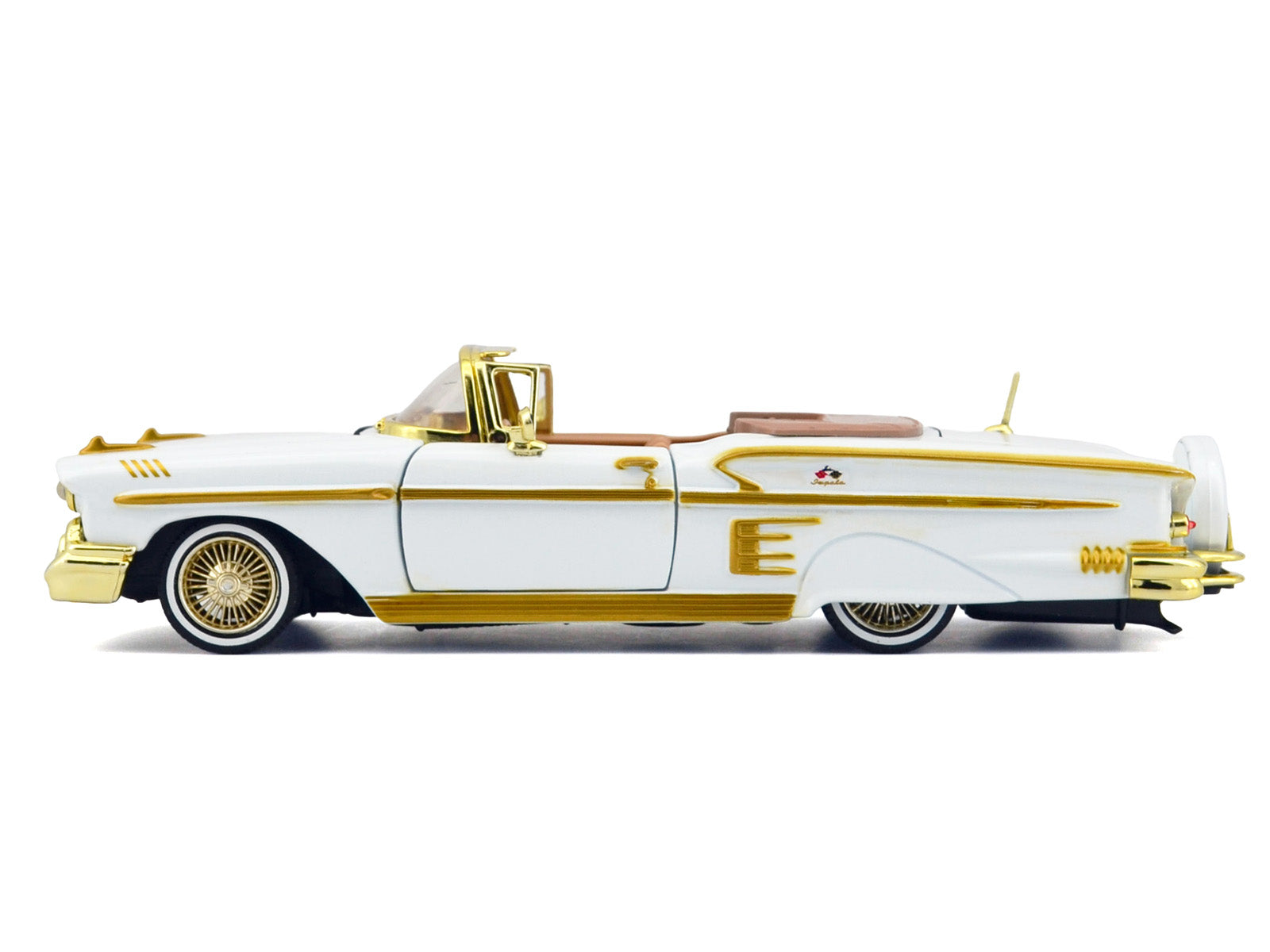 1958 Chevrolet Impala White Metallic with Gold Accents "Luxe Legends" Series 1/24 Diecast Model Car by Motormax