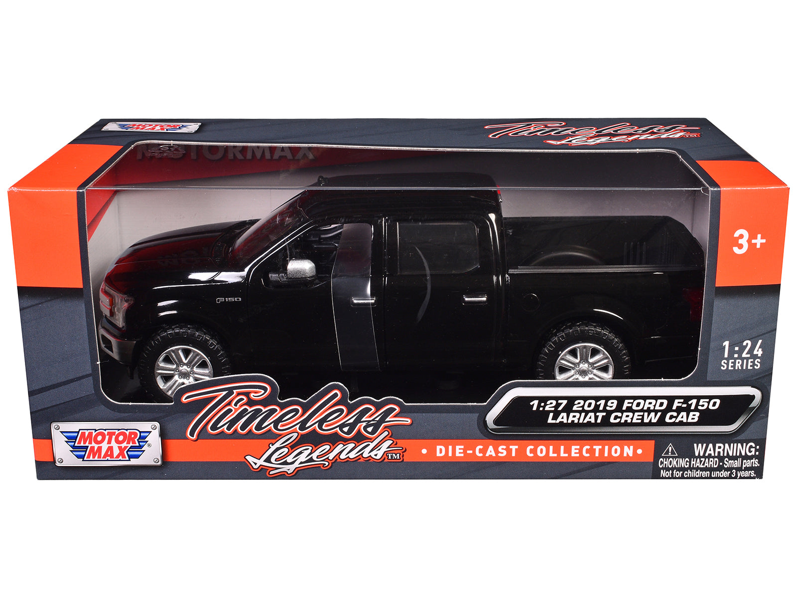 2019 Ford F-150 Lariat Crew Cab Pickup Truck Black 1/24-1/27 Diecast Model Car by Motormax