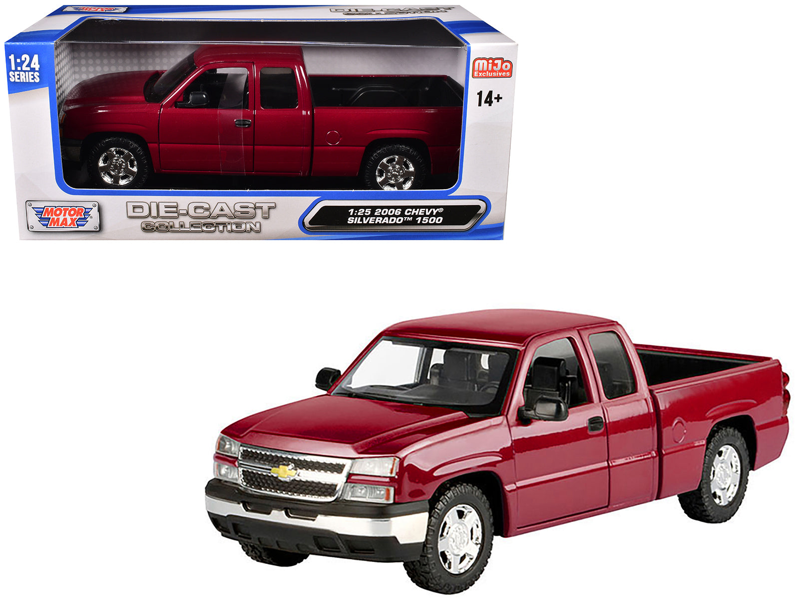 2006 Chevrolet Silverado 1500 Pickup Truck Red Metallic "Die-Cast Collection" Series 1/25 Diecast Model Car by Motormax
