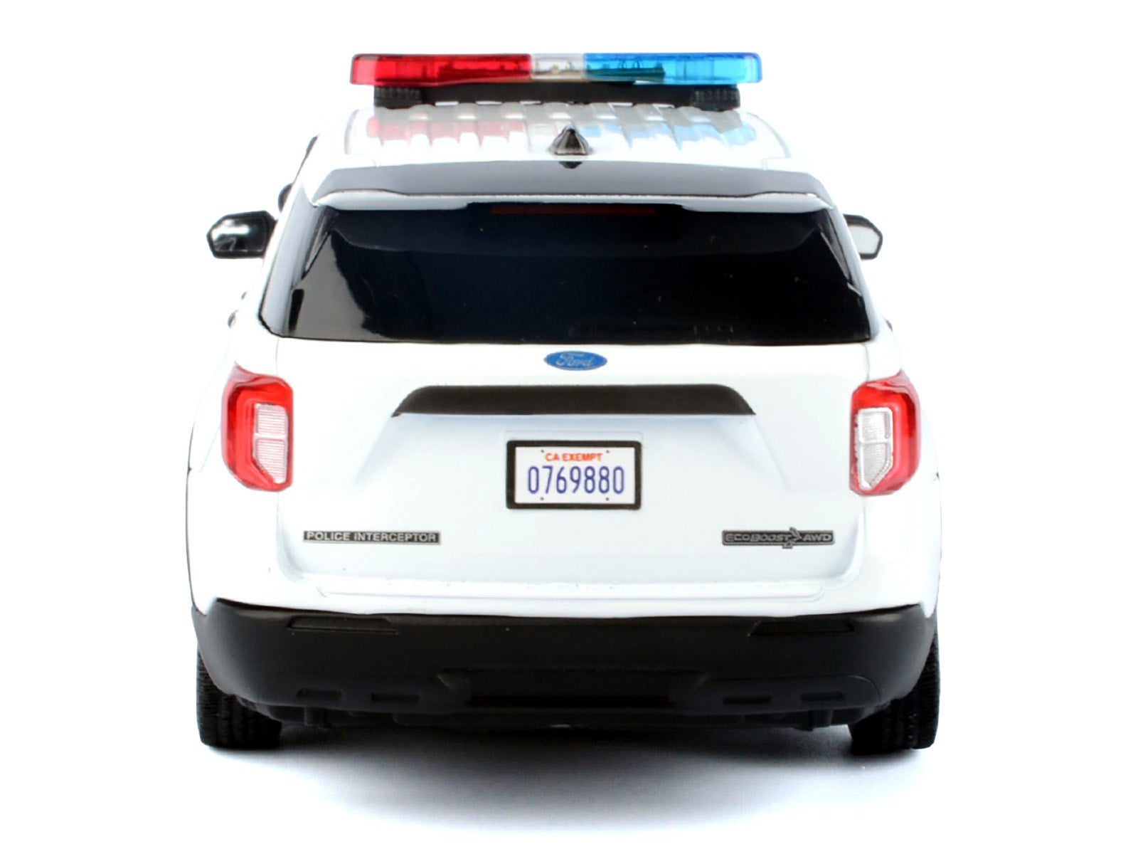 2022 Ford Police Interceptor Utility Plain White "Builder's Kit" with Flashing Light Bar and Front and Rear Lights and Sounds 1/24 Diecast Model Car by Motormax