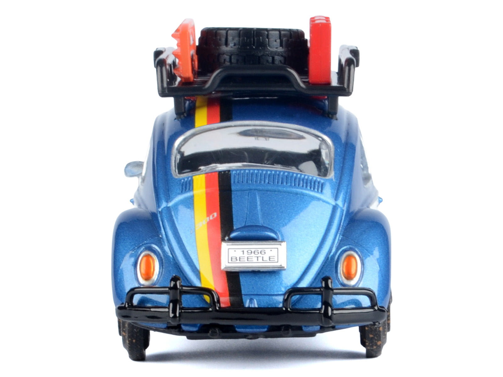 1966 Volkswagen Beetle Off Road #1718 Blue Metallic and White with German Flag Stripes and Roof Rack Accessories 1/24 Diecast Model Car by Motormax