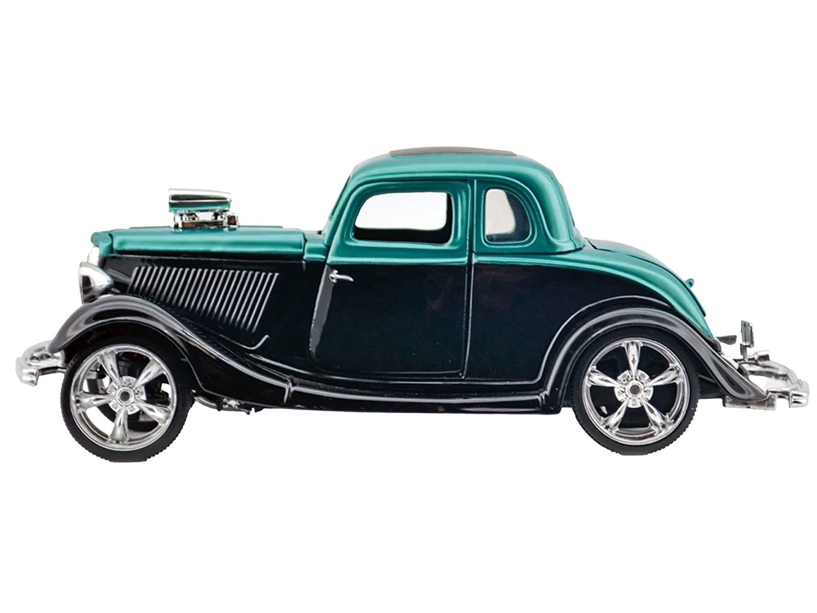 1934 Ford Coupe Turquoise Metallic and Black "Kult Klassics" Series 1/24 Diecast Model Car by Motormax