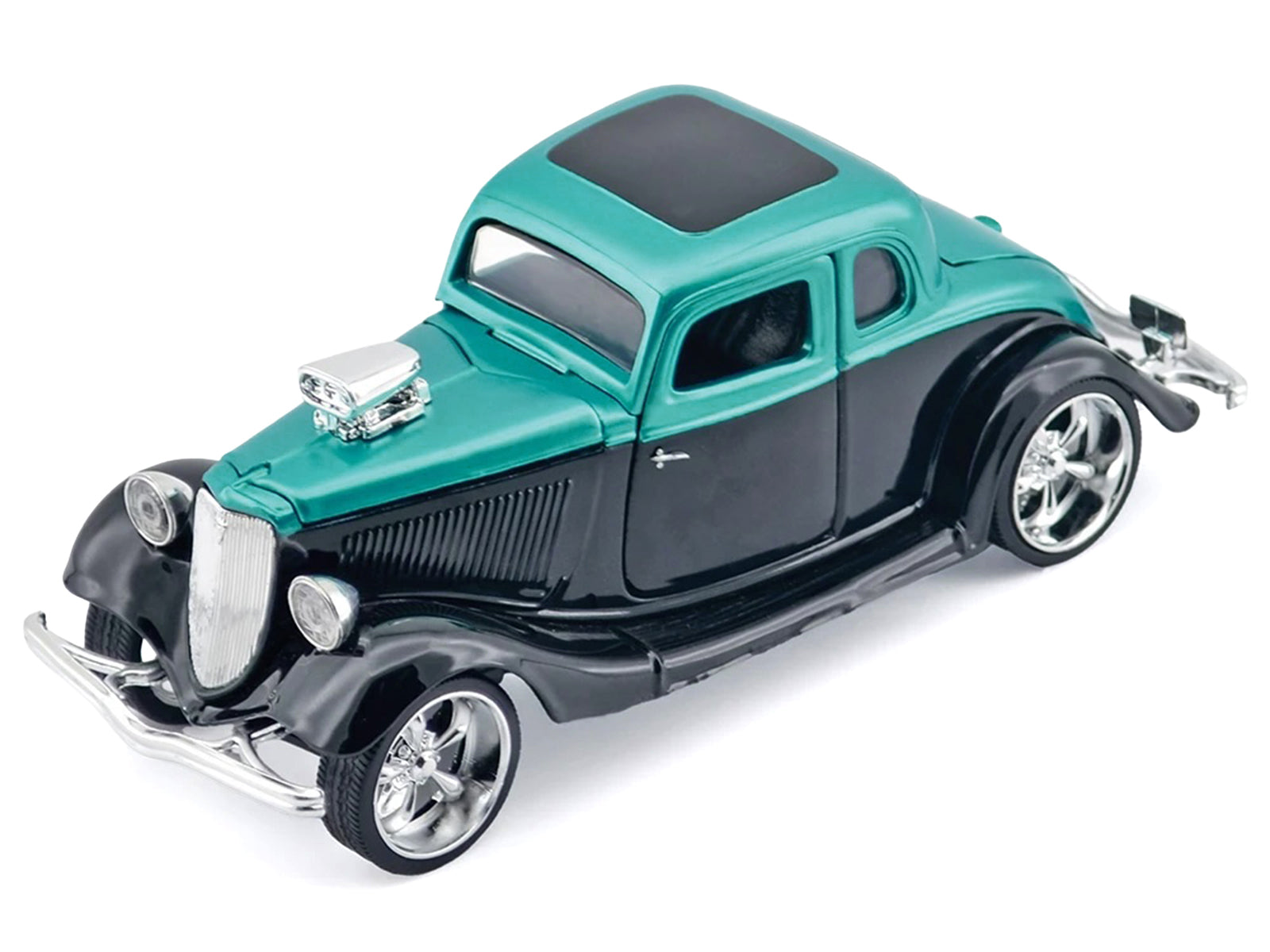 1934 Ford Coupe Turquoise Metallic and Black "Kult Klassics" Series 1/24 Diecast Model Car by Motormax