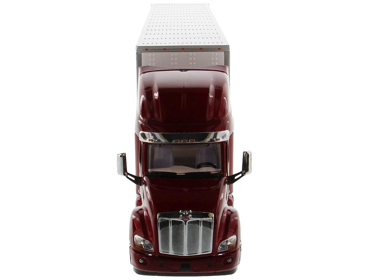 Peterbilt 579 UltraLoft Truck Tractor Red with "CAT Caterpillar" Mural Dry Van Trailer "Transport Series" 1/50 Diecast Model by Diecast Masters