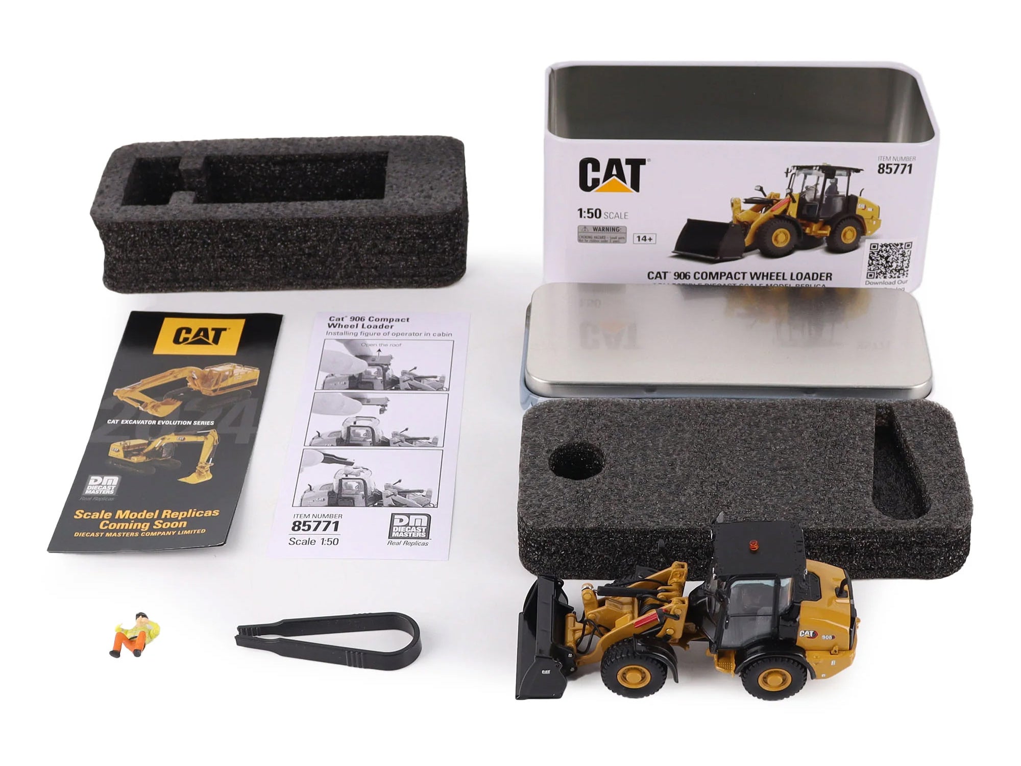 CAT Caterpillar 906 Compact Wheel Loader Yellow with Operator "High Line Series" 1/50 Diecast Model by Diecast Masters