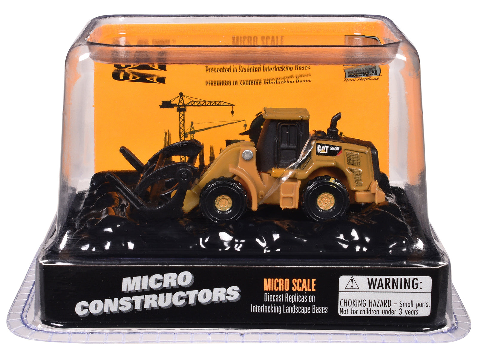 CAT Caterpillar 950M Wheel Loader (Log Fork Version) Yellow "Micro-Constructor" Series Diecast Model by Diecast Masters