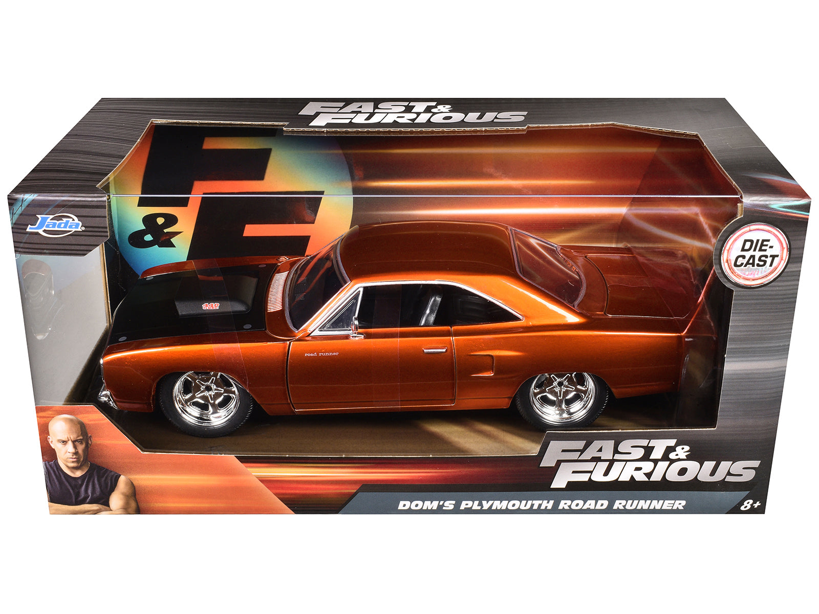 Dom's 1970 Plymouth Road Runner Copper with Black Hood "Fast & Furious 7" (2015) Movie 1/24 Diecast Model Car by Jada