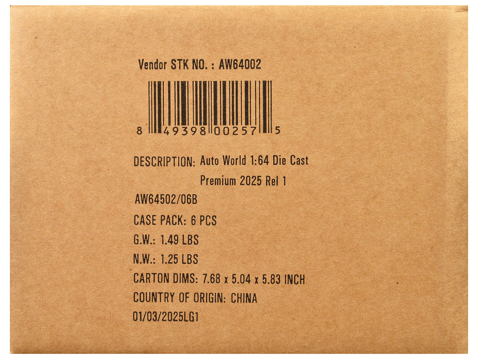 Auto World Premium 2025 Release 1 Set B of 6 pieces 1/64 Diecast Model Cars by Auto World
