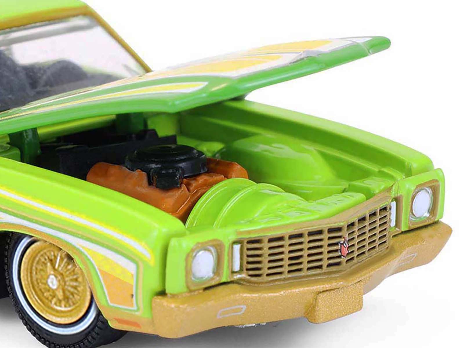 1970 Chevrolet Monte Carlo Lowrider "Michael Heralda Special Edition" Lime Green with Graphics "Hobby Exclusive" Series 1/64 Diecast Model Car by Greenlight
