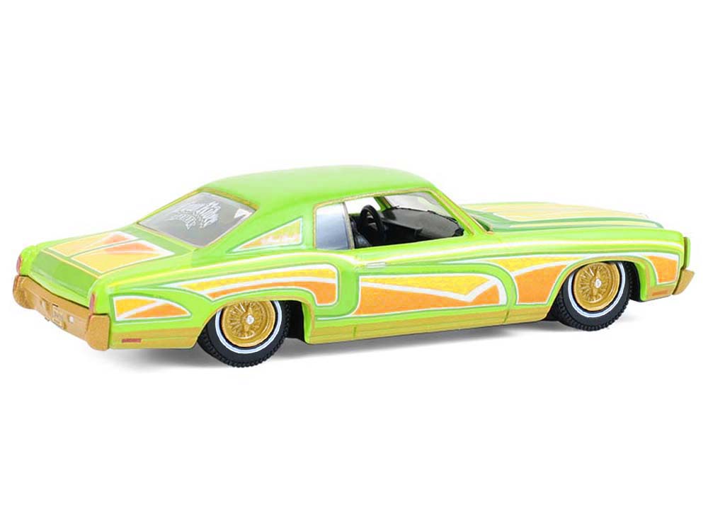 1970 Chevrolet Monte Carlo Lowrider "Michael Heralda Special Edition" Lime Green with Graphics "Hobby Exclusive" Series 1/64 Diecast Model Car by Greenlight