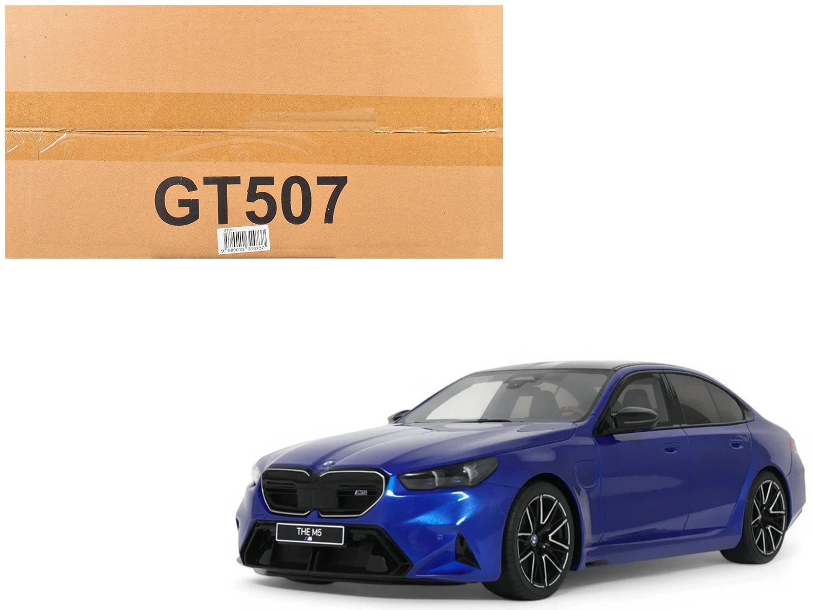2024 BMW M5 (G90) Marina Bay Blue Metallic with Black Top 1/18 Model Car by GT Spirit
