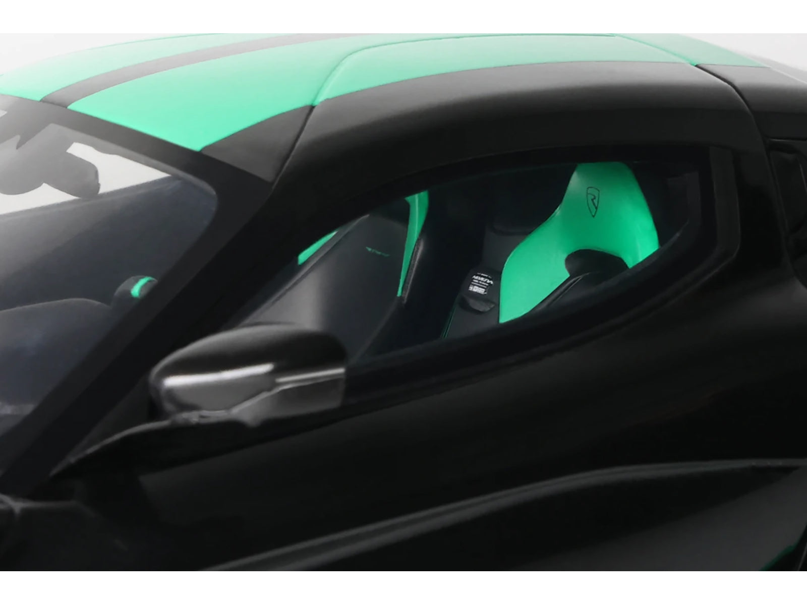 2023 Rimac Nevera Black with Green Stripes 1/18 Model Car by GT Spirit