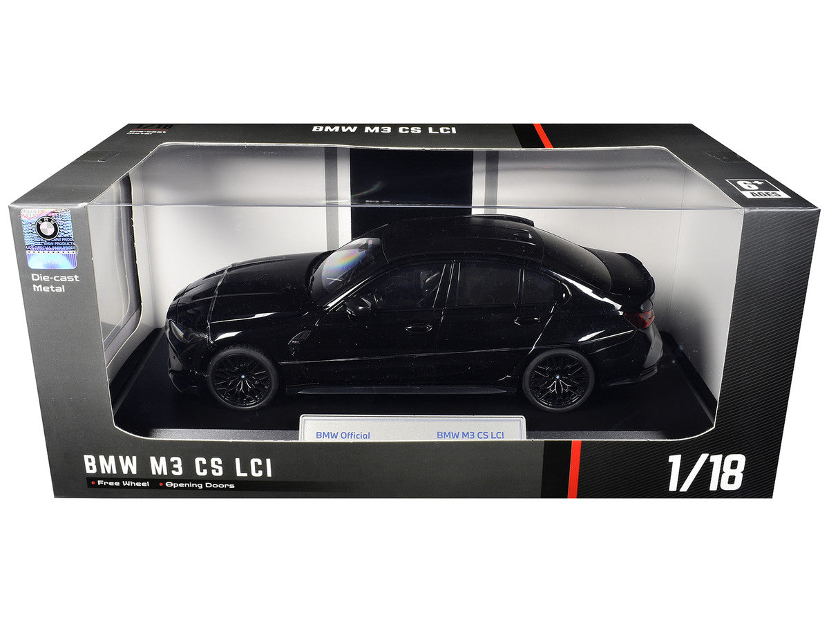 BMW M3 CS LCI Black Metallic with Matt Black Top 1/18 Diecast Model Car by Heimanba