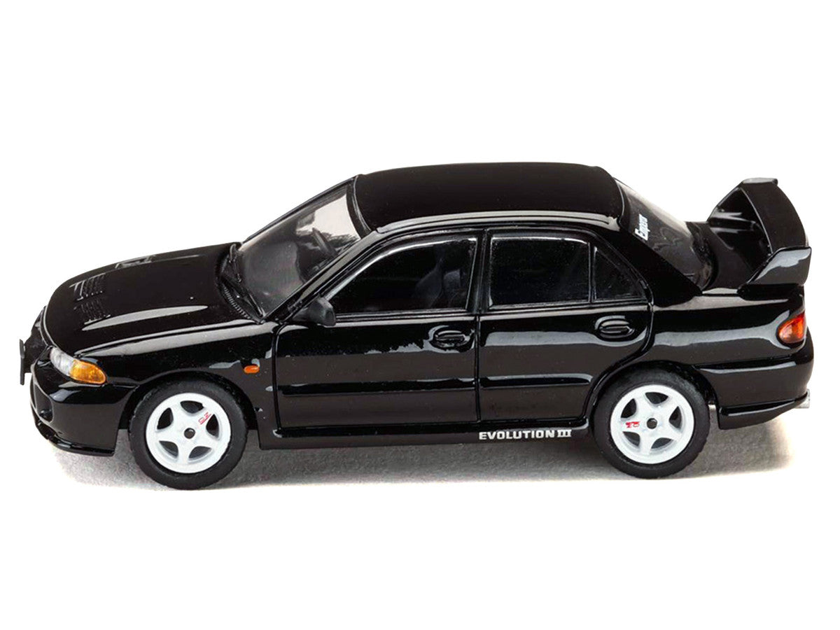 Mitsubishi Lancer RS Evolution III RHD (Right Hand Drive) Black "Initial D" (1995-2013) Manga "Diorama Set Series" 1/64 Diecast Model car by Hobby Japan