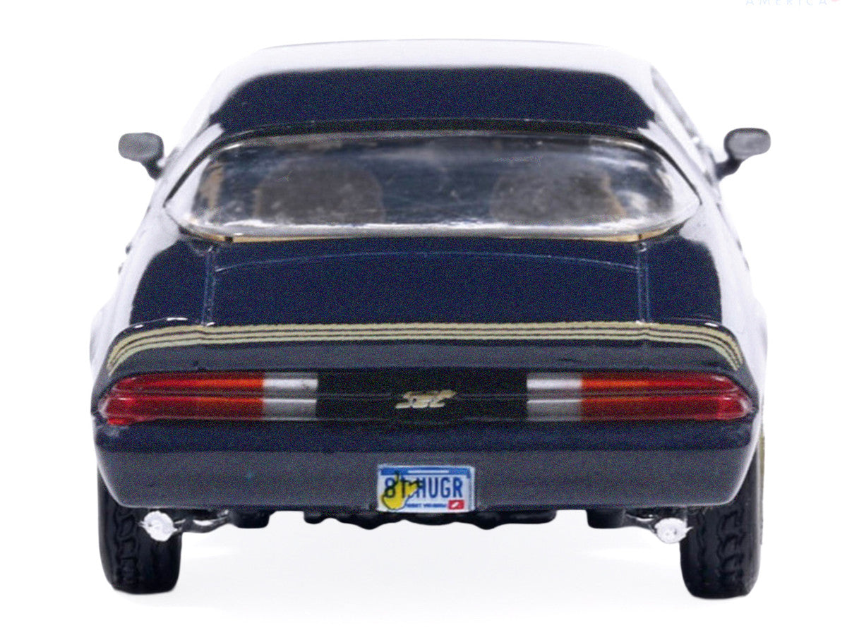 1981 Chevrolet Camaro Z28 Dark Blue Metallic with Gold Stripes and Interior 1/64 Diecast Model Car by IXO Models