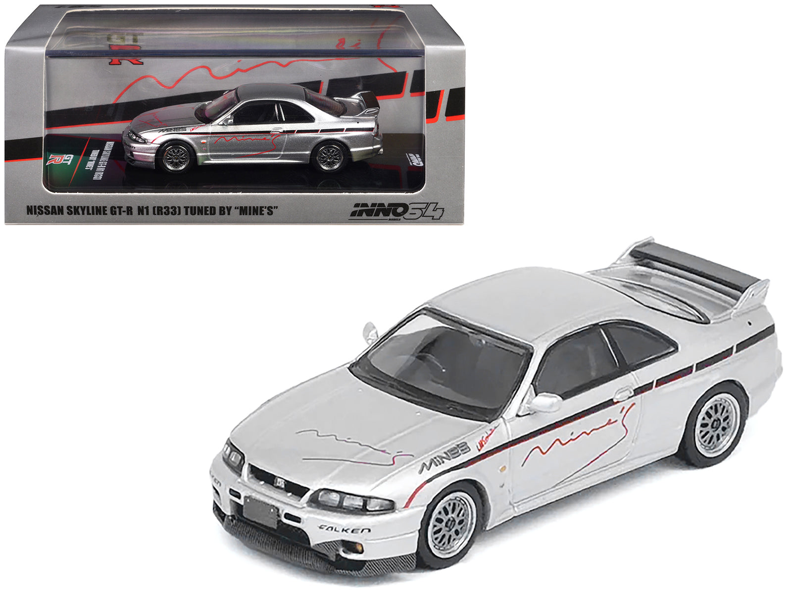 Nissan Skyline GT-R N1 (R33) RHD (Right Hand Drive) "Tuned by Mine's" Silver 1/64 Diecast Model Car by Inno Models