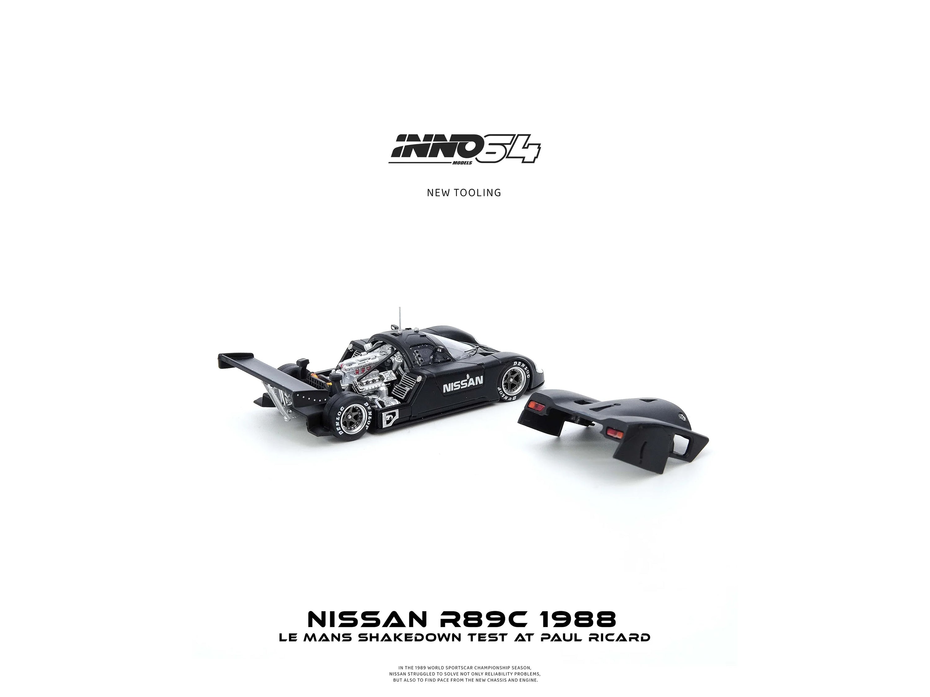 Nissan R89C Matt Black "Le Mans Shakedown Test at Paul Ricard 1988" 1/64 Diecast Model Car by Inno Models