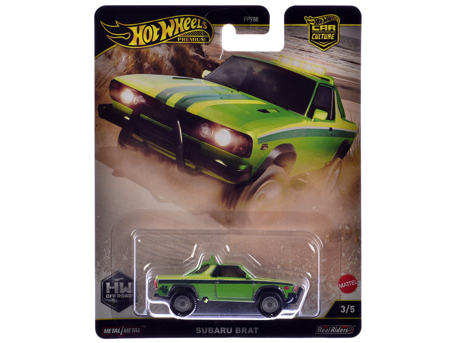 Subaru BRAT Utility Truck Green Metallic with Stripes "HW Off Road" Series Diecast Model Car by Hot Wheels