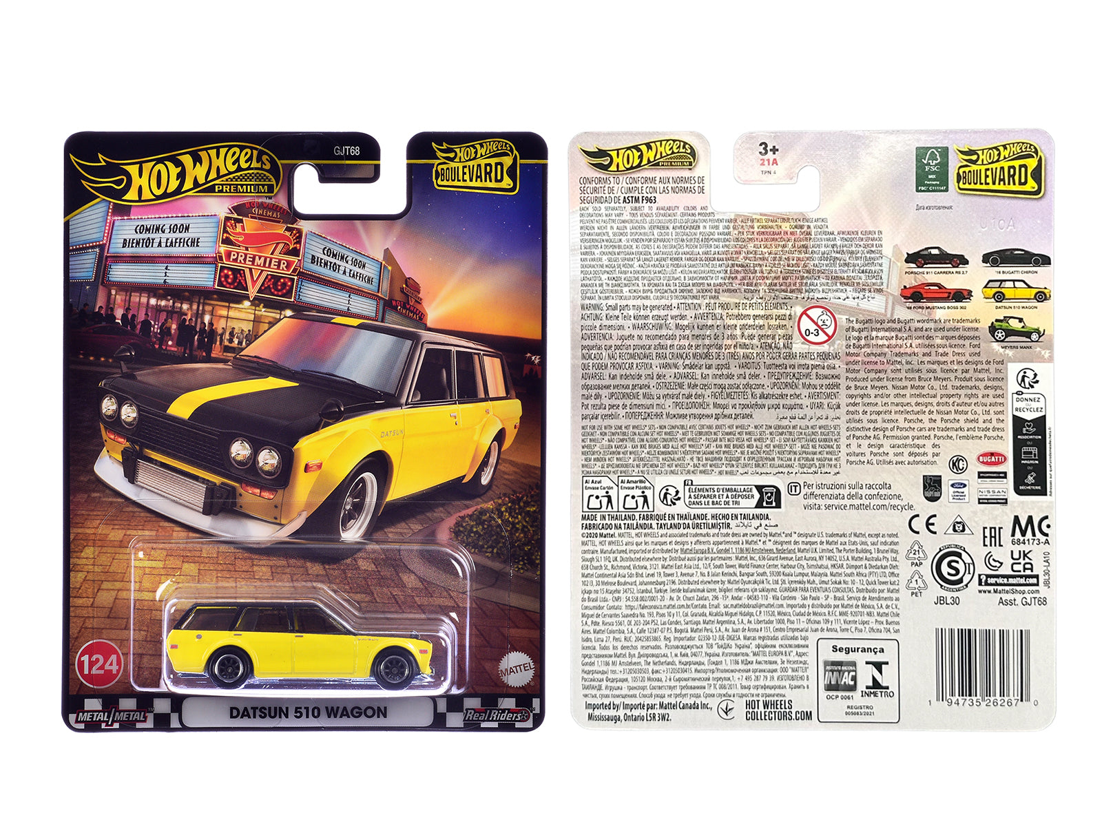 Datsun 510 Wagon Yellow and Black "Boulevard" Series Diecast Model Car by Hot Wheels