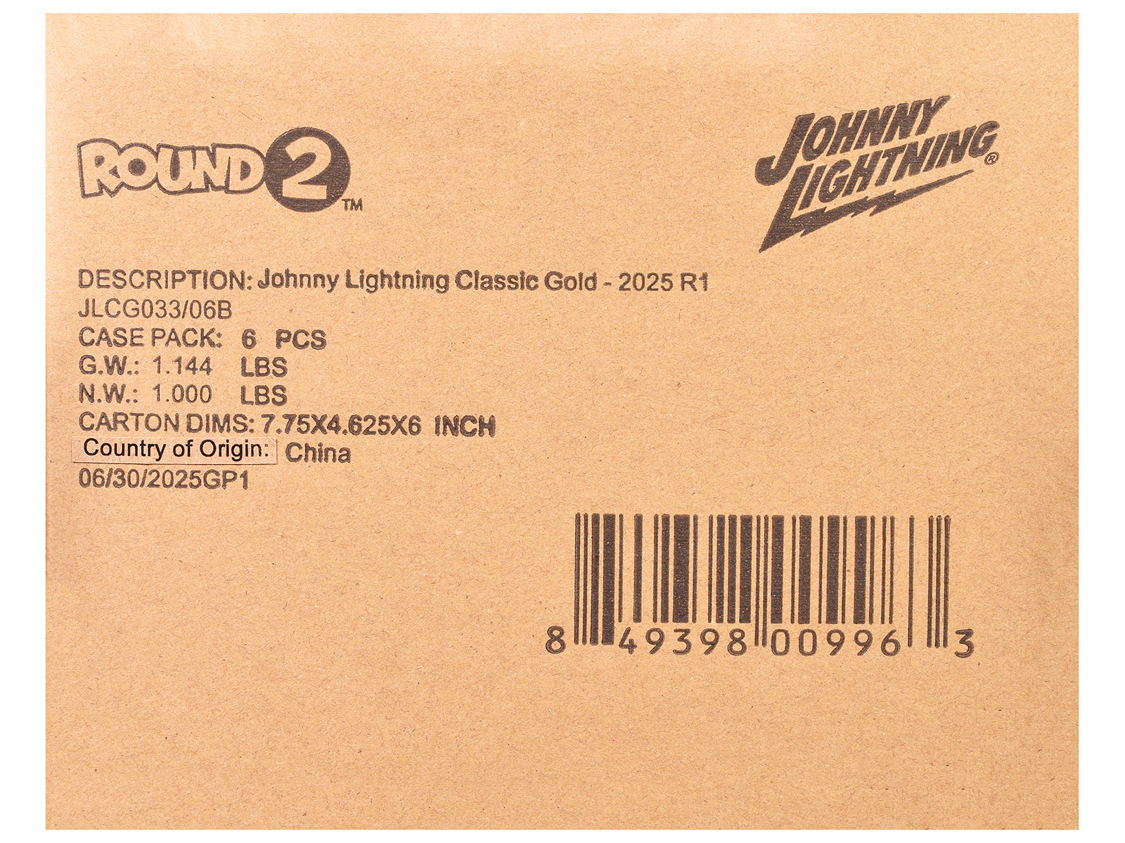 "Classic Gold Collection" 2025 Release 1 Set B of 6 Cars 1/64 Diecast Model Cars by Johnny Lightning