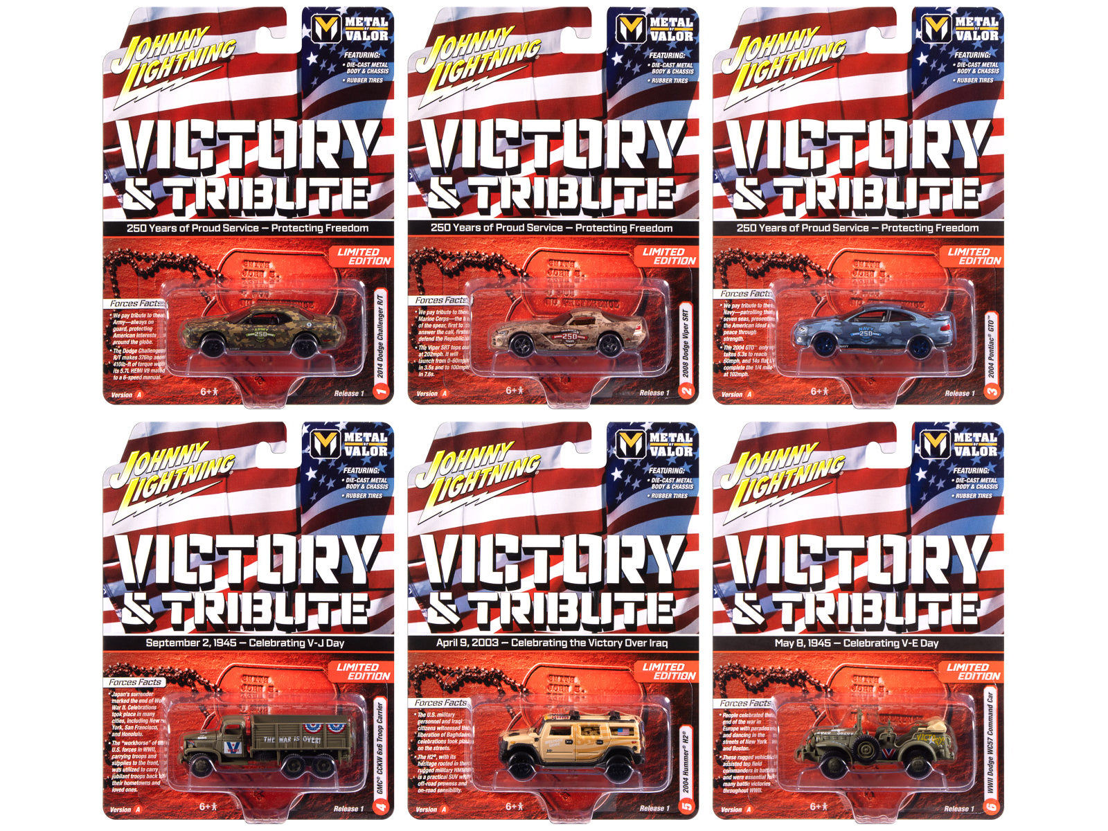 "Military" Set A of 6 pieces 2025 Release 1 Limited Edition Diecast Models by Johnny Lightning