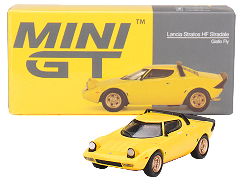 Lancia Stratos HF Stradale Giallo Fly Yellow Limited Edition to 1440 pieces Worldwide 1/64 Diecast Model Car by Mini GT