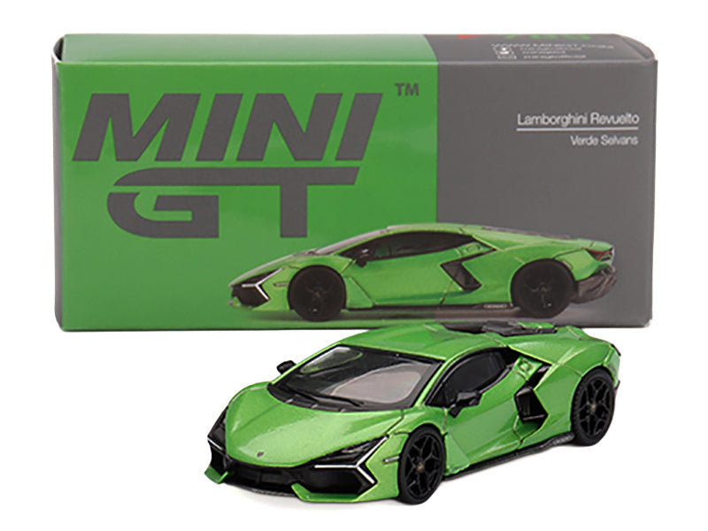 Lamborghini Revuelto Verde Selvans Green Metallic Limited Edition 1/64 Diecast Model Car by Mini GT