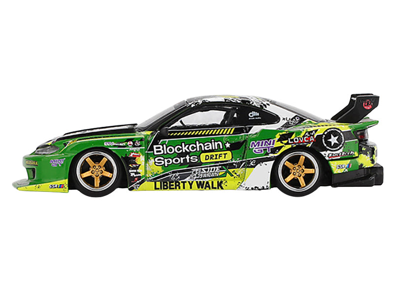 Nissan "LB-Super Silhouette" S15 SILVIA RHD (Right Hand Drive) #555 "V2" Yukio Fausto "Formula Drift Japan" (2024) Limited Edition 1/64 Diecast Model Car by Mini GT