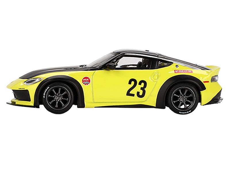 Nissan Z "LB-Nation Works" #23 Ikazuchi Yellow with Black Hood and Top Limited Edition 1/64 Diecast Model Car by Mini GT