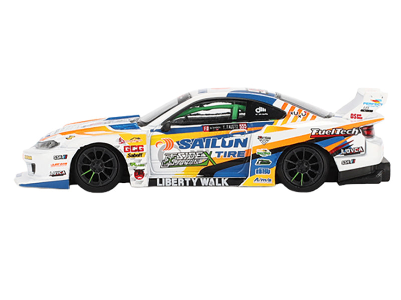 Nissan "LB-Super Silhouette" S15 SILVIA RHD (Right Hand Drive) #555 Yukio Fausto "Formula Drift Japan" (2023) Limited Edition 1/64 Diecast Model Car by Mini GT