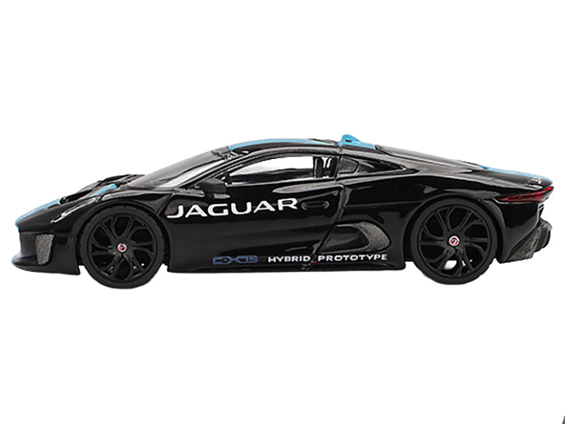 Jaguar C-X75 Black with Light Blue Stripe Limited Edition 1/64 Diecast Model Car by Mini GT