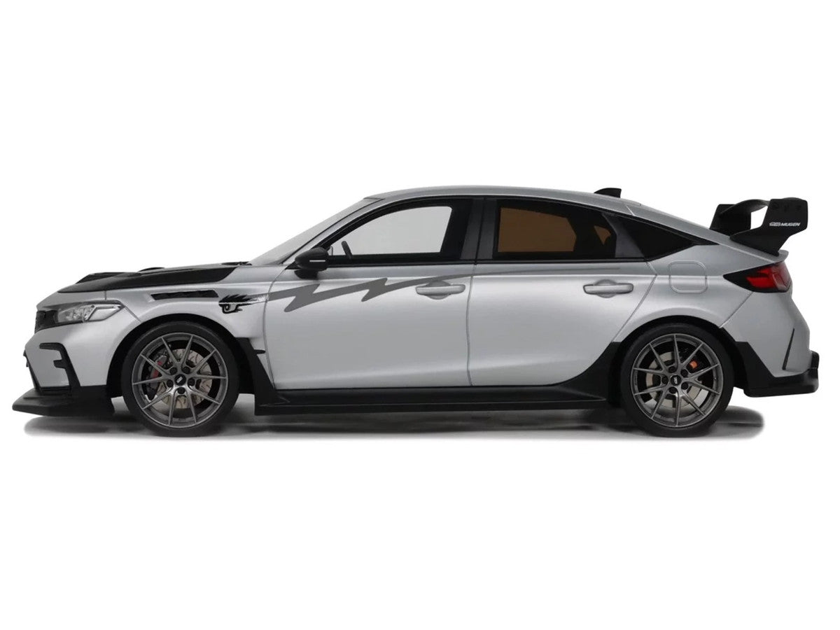 2024 Honda Civic Type R Mugen Group B RHD (Right Hand Drive) Matt Silver Metallic with Black Hood Limited Edition to 999 pieces Worldwide 1/18 Model Car by Otto Mobile
