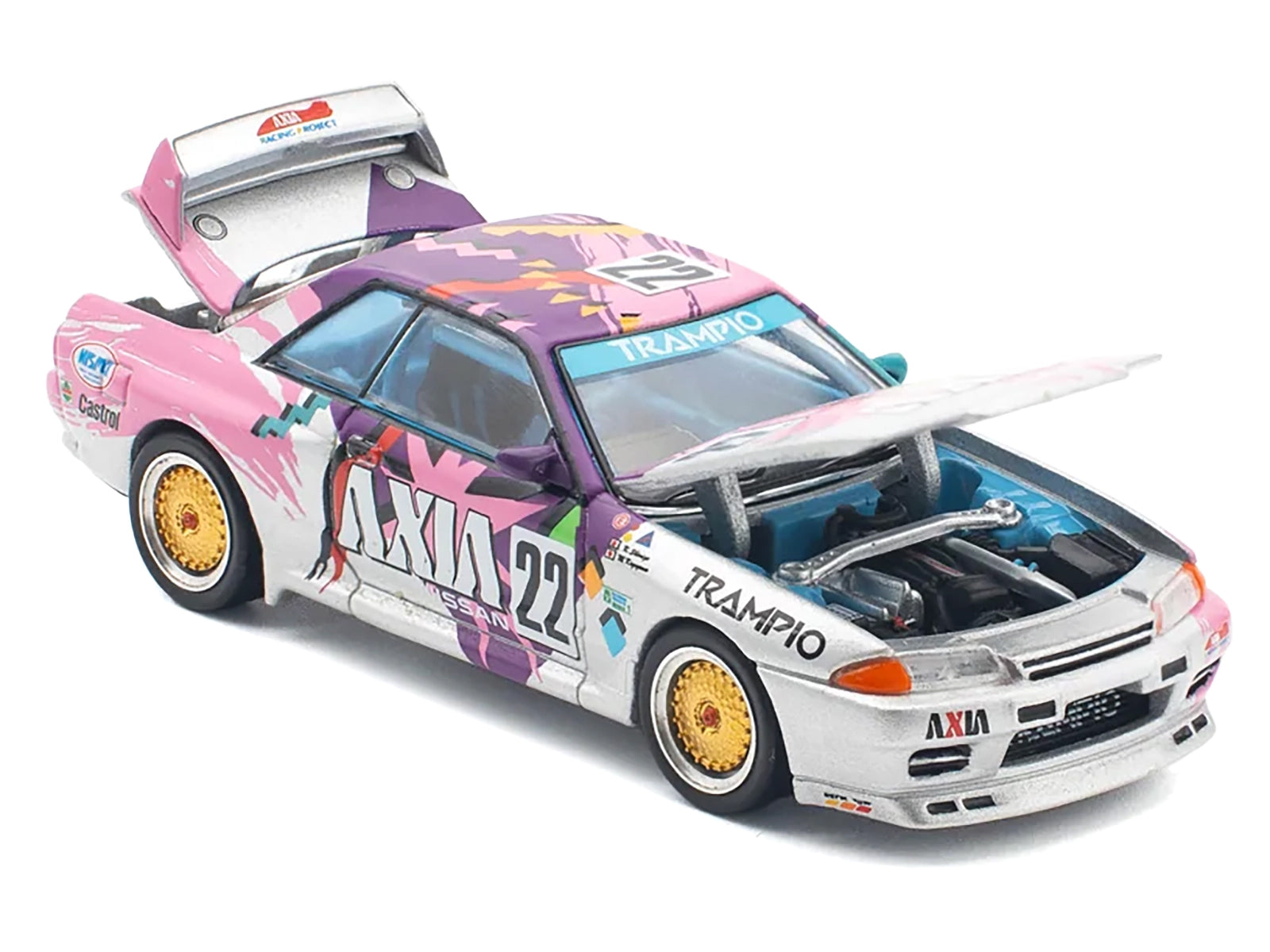 GTR R32 RHD (Right Hand Drive) #22 Masahiko Kageyama - Kazuo Shimizu "Axia" Group A "Japanese Touring Car Championship" (1991) 1/64 Diecast Model Car by Pop Race