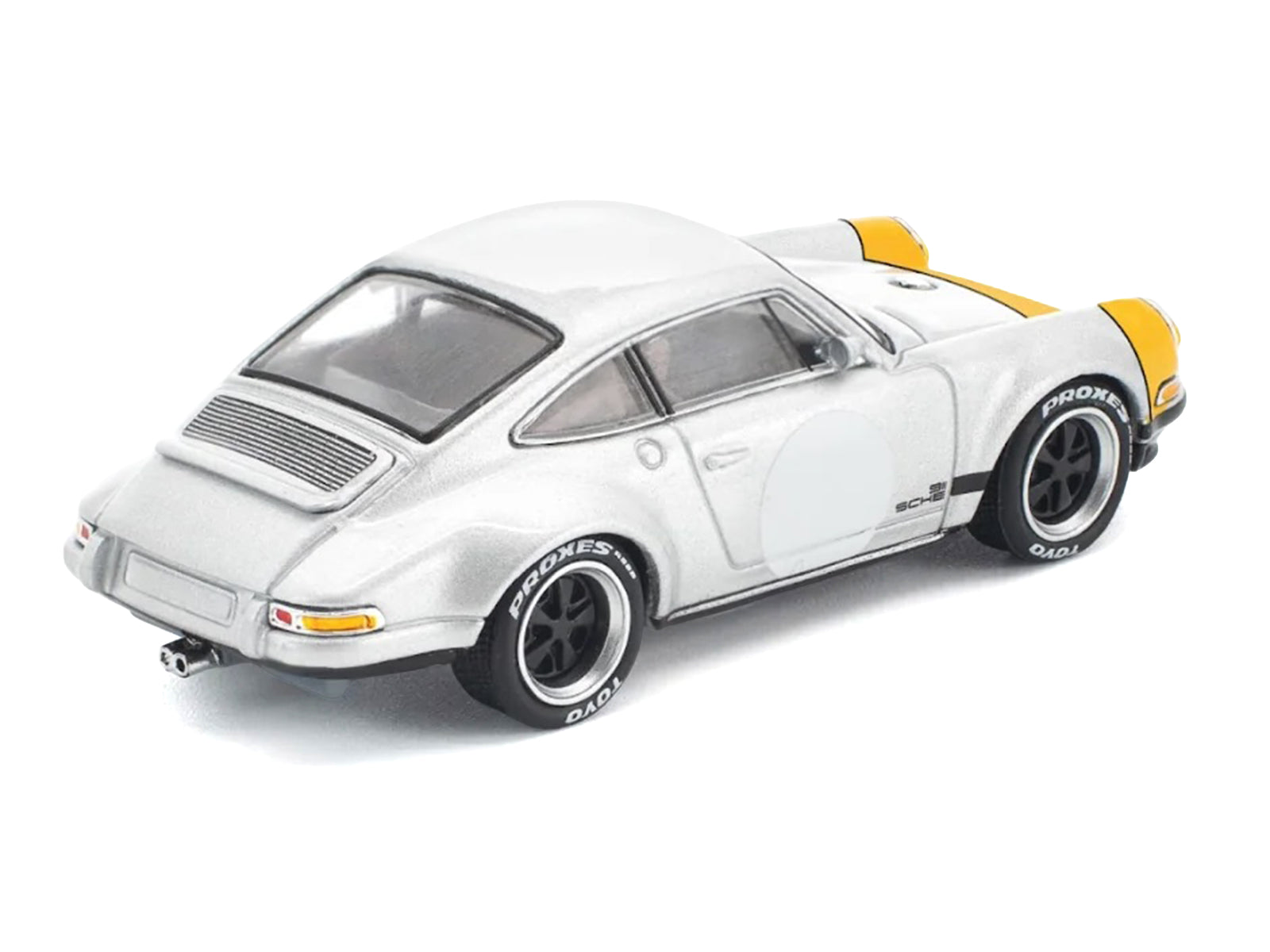 Singer 964 Silver Metallic with Yellow Front 1/64 Diecast Model Car by Pop Race