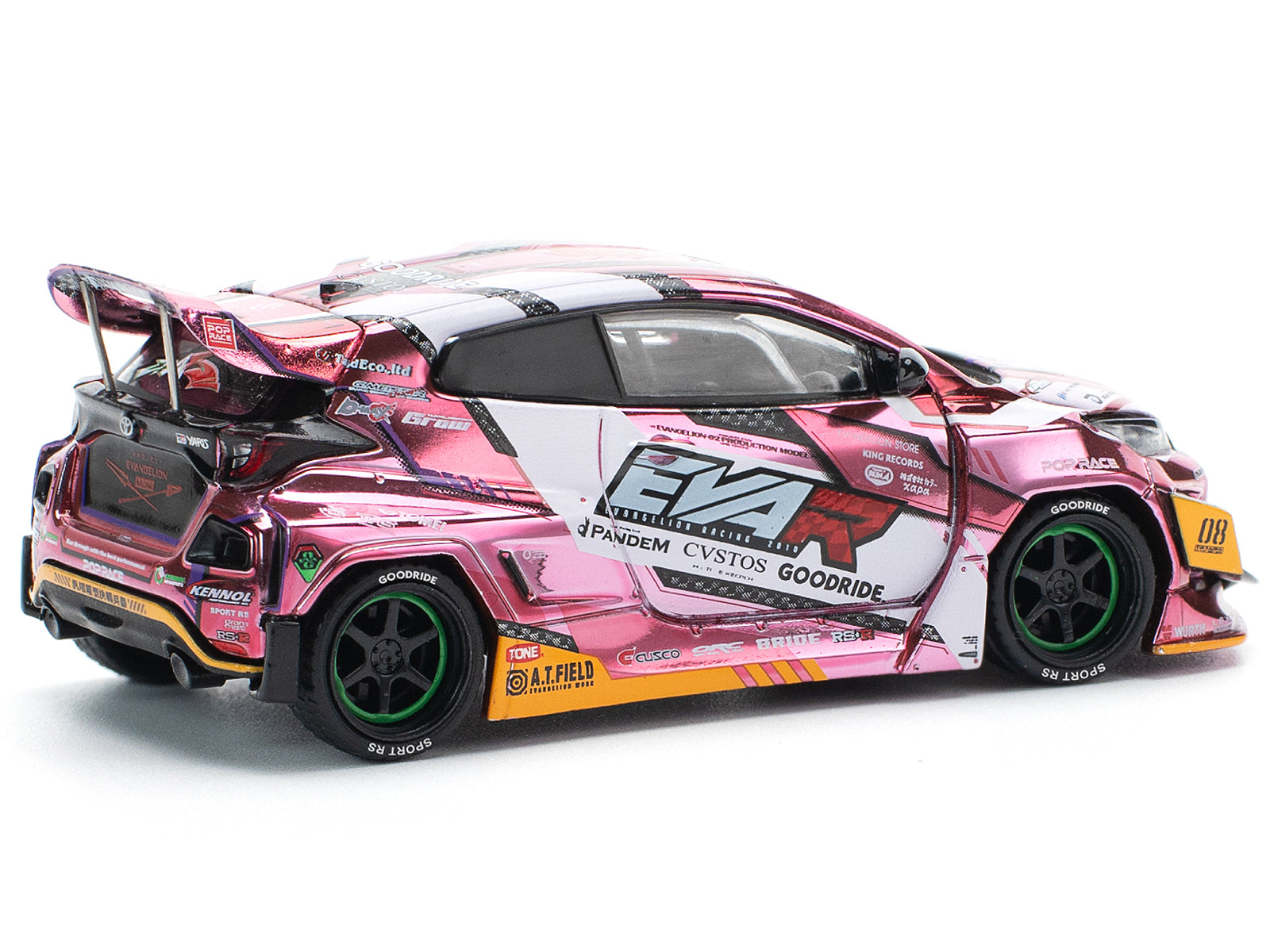 Toyota Goodride GR Yaris RHD (Right Hand Drive) "EVA RT Production Model-08" Pink Metallic with Graphics 1/64 Diecast Model Car by Pop Race