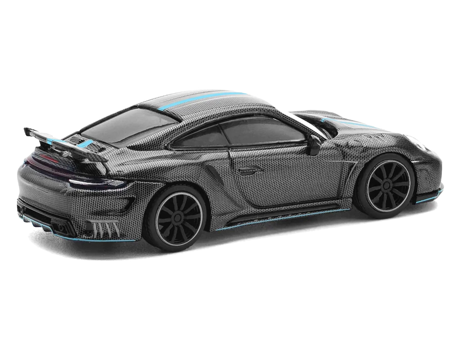 992 Stinger GTR Carbon Edition with Blue Stripe 1/64 Diecast Model Car by Pop Race