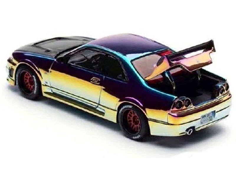 Skyline GT-R (R33) RHD (Right Hand Drive) Chameleon Chrome with Carbon Hood "APA XPO 2025 Exclusive" 1/64 Diecast Model Car by Pop Race